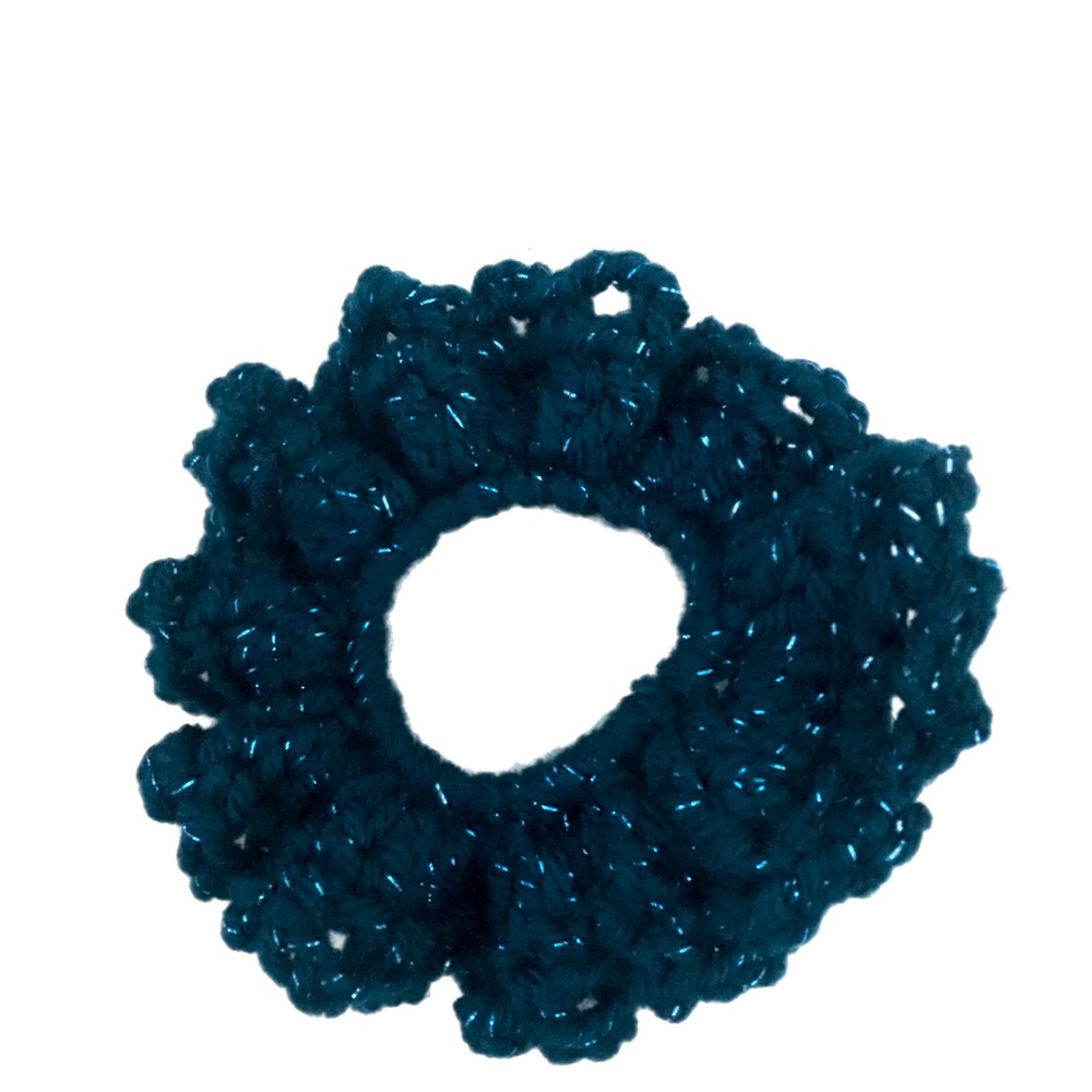 Crochet Sparkly Dark Blue Hair Tie